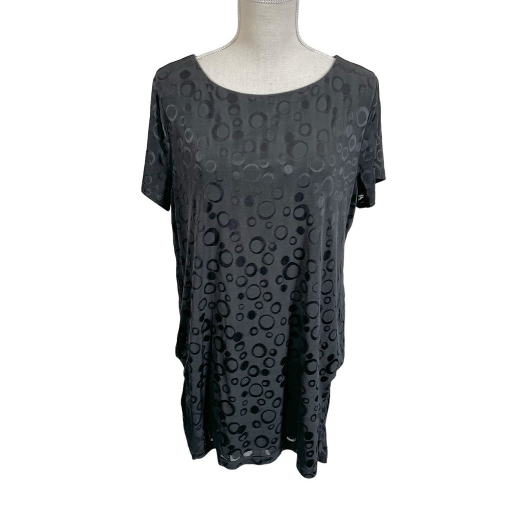 Chicos Travelers Dot Print Dress Size 2 Large Stretch Casual Travel Lagenlook